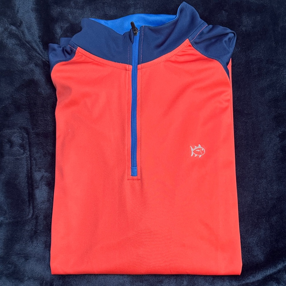 Orange and Blue Quarter-Zip Pullover
